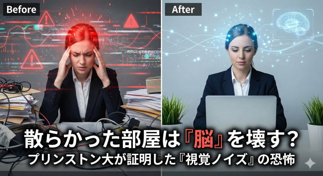 【大掃除の科学】なぜ、散らかった部屋は「脳」をバグらせるのか？プリンストン大が証明した「視覚ノイズ」の正体と、記憶力を守る鉄則