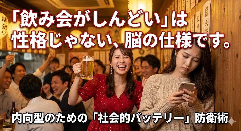 【心理学】「飲み会がしんどい」は性格じゃない、脳の仕様です。内向型のための「社会的バッテリー」防衛術
