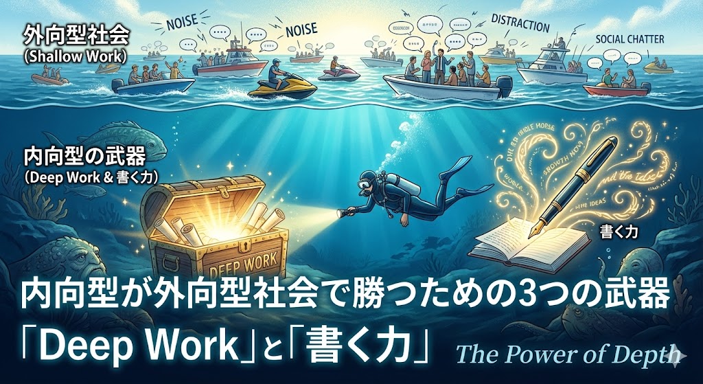 「雑談」は捨てていい。内向型が外向型社会で勝つための3つの武器。「Deep Work」と「書く力」